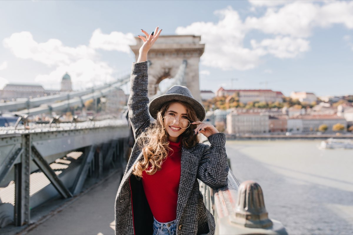 Happy traveler in Europe