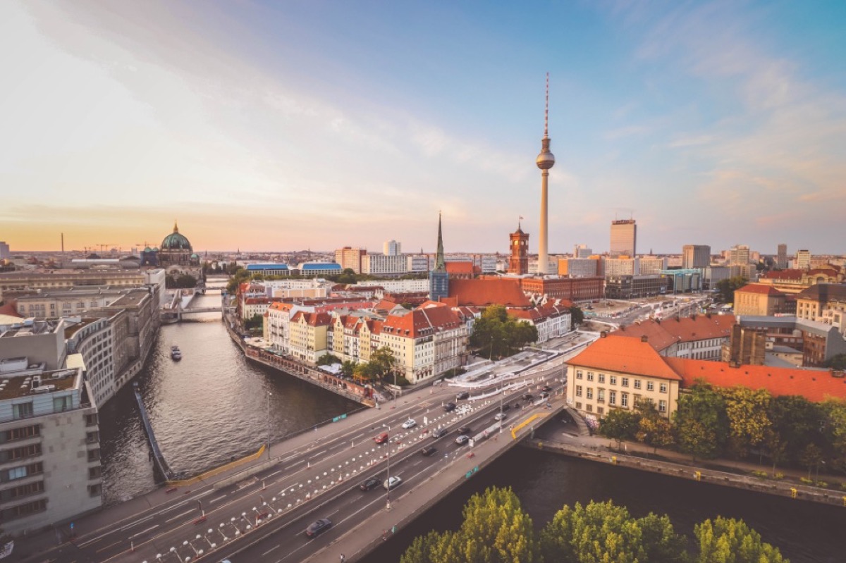 Berlin sunset background