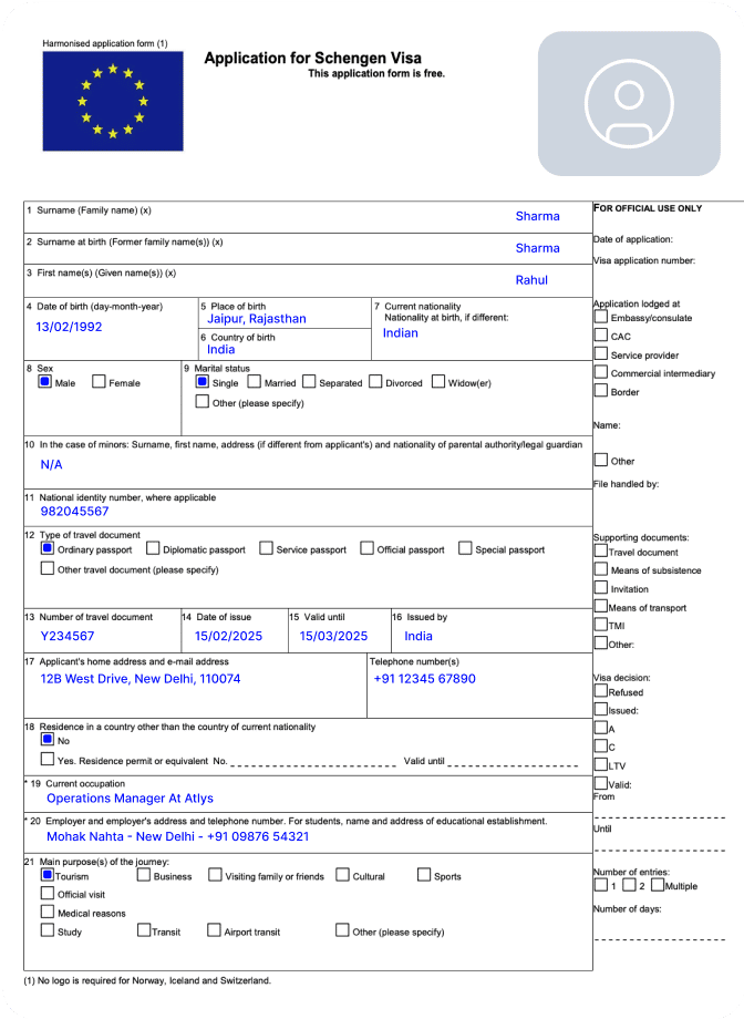 Visa Application Form